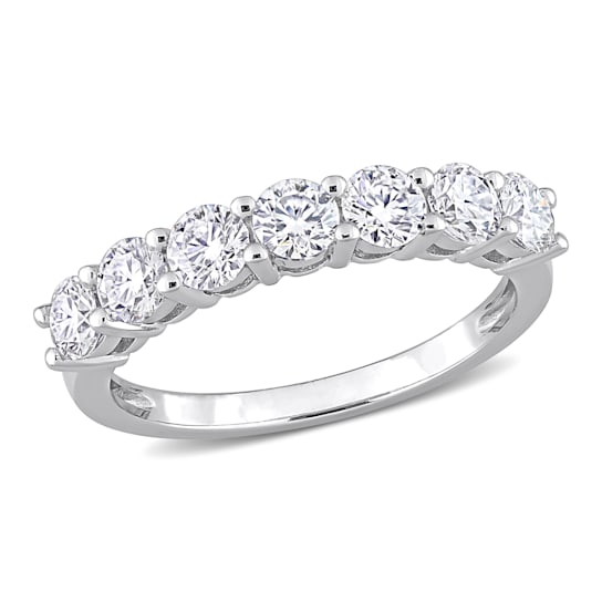 1 CT DEW Created Moissanite Semi Eternity Ring in 10K White Gold