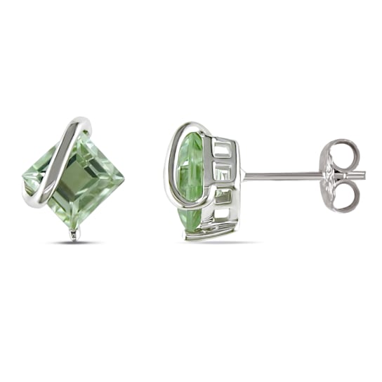 2-1/4ctw Green Quartz Stud Earrings in Sterling Silver