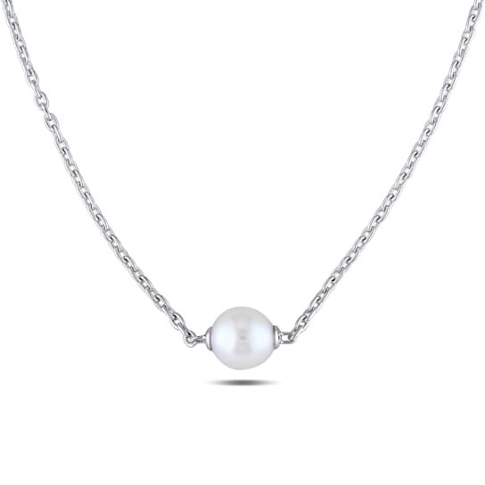9-9.5 MM Freshwater Cultured Pearl Necklace in Sterling Silver