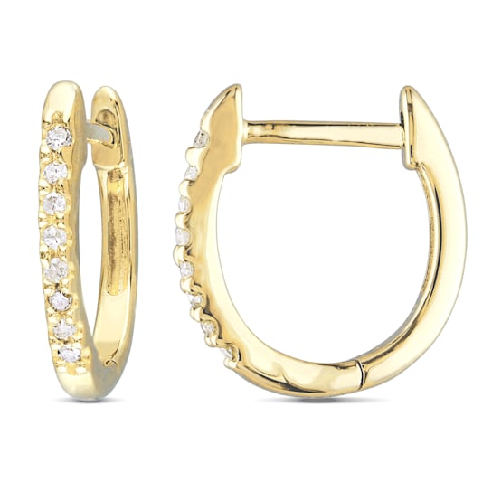 1/10 CT TW Diamond Hoop Earrings in 10k Yellow Gold