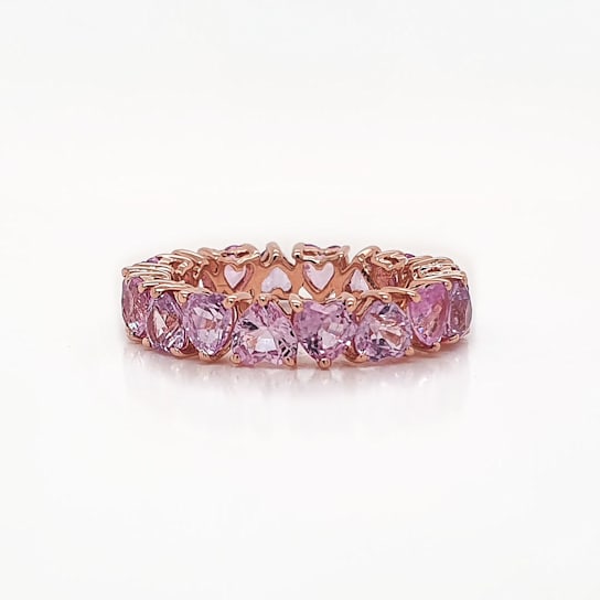 14K Rose Gold Pink Sapphire Hearts Band Ring