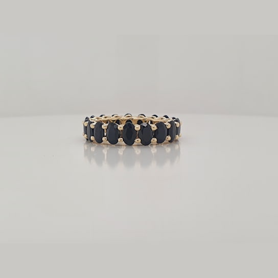 14K Yellow Gold Black Sapphire Oval Ring