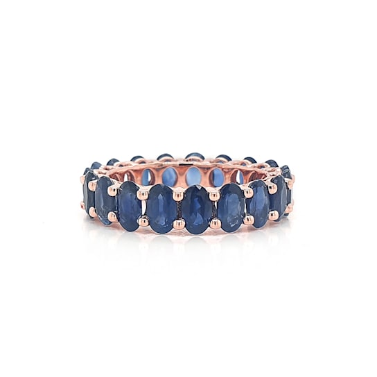 14K White Gold Blue Sapphire Oval Band Ring