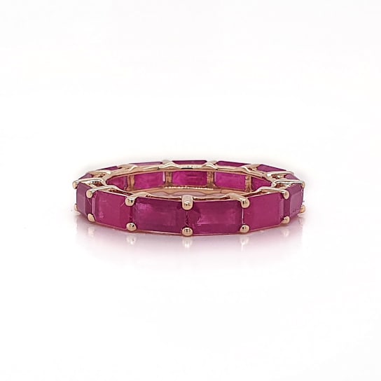 14K Rose Gold Ruby Octagon East-West Band Ring