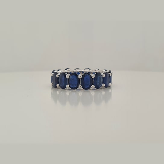 14K White Gold Blue Sapphire Oval Ring