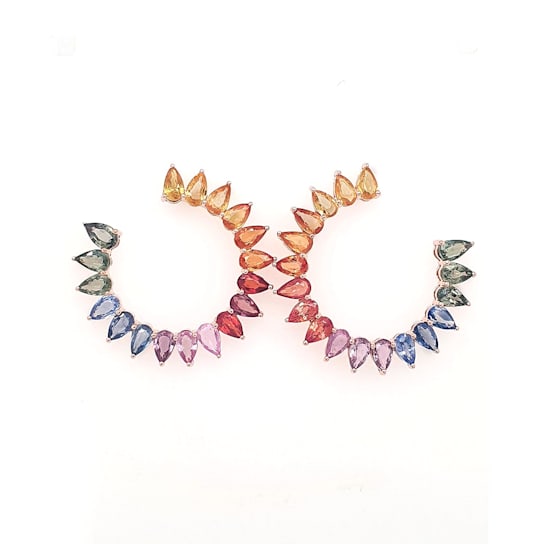 Rainbow Pear Earrings in 14k Gold