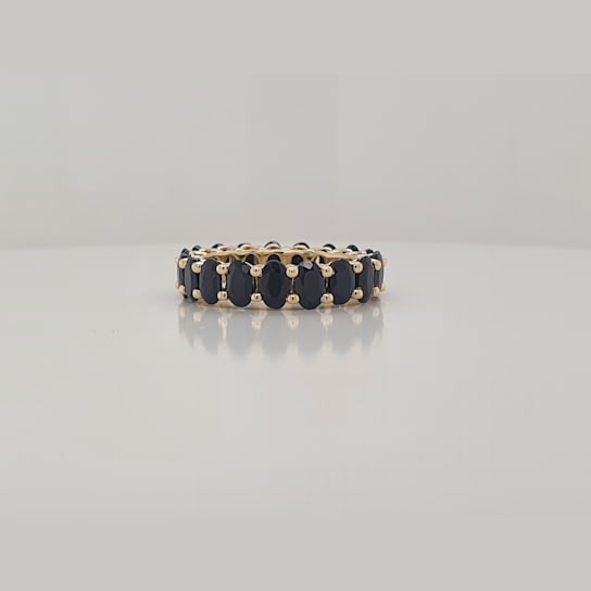 Black Sapphire Oval Band in 14K Yellow Gold