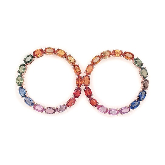 Rainbow Oval Hoops in 14K Gold