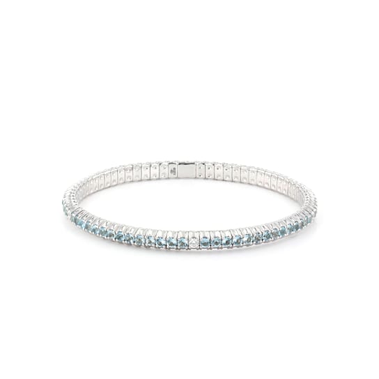 ZYDO White Gold Stretch Tennis Bracelet with 3.64cts of Blue Topaz and
0.22cts of Diamonds