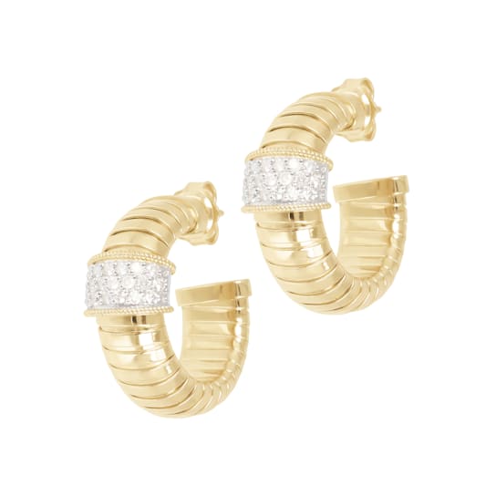 ALBERTO MILANI – PIAZZA MERCANTI 14K Yellow Gold Tubogas Diamond Earrings