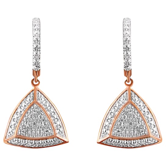 10K Rose Gold Over Sterling Silver Round Cut Diamond Fashion Dangle
Earrings .03ctw