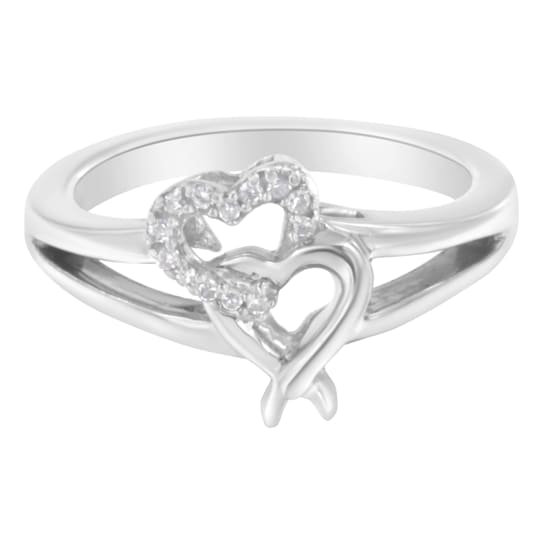 0.05ctw Diamond Accent Heart Sterling Silver Ring