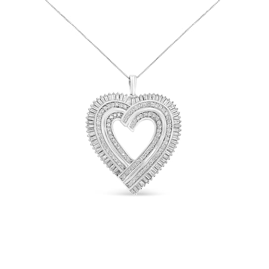 1.25ctw Diamond Heart Sterling Silver Necklace