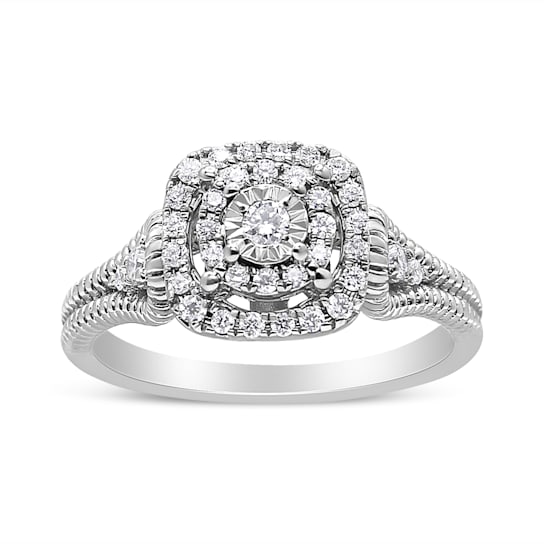 0.33ctw Miracle-Set Round Diamond Sterling Silver Ring