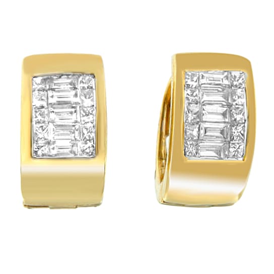 14K Yellow Gold 1/2ctw Diamond Huggie Earrings