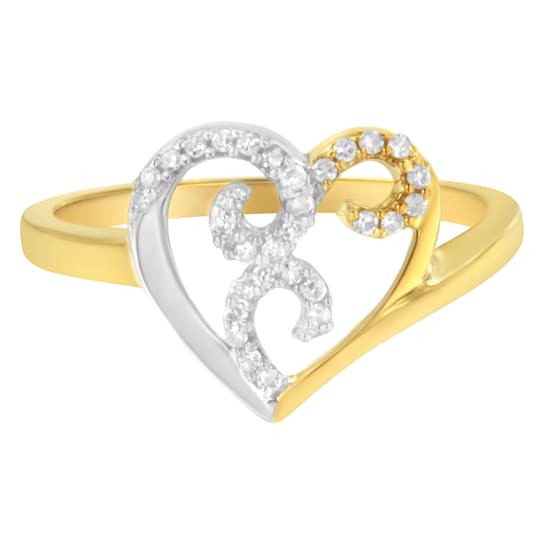 10K Two-Toned Gold Diamond Heart Shape Cluster Ring (1/6 Cttw, H-I
Color, I1-I2 Clarity)