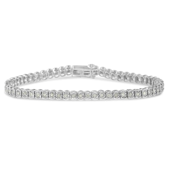 Sterling Silver 1ct TDW Diamond Tennis Bracelet (I-J, I2-I3) - 7"