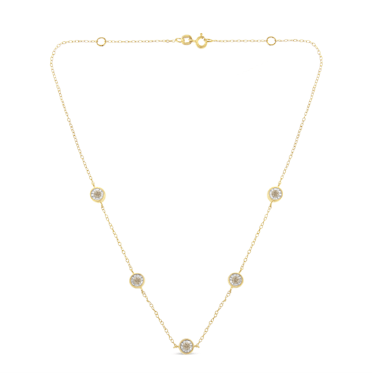 10K Two-tone Gold Over Sterling Silver Diamond Station Necklace (1/2
cttw, K-L Color, I2-I3 Clarity)