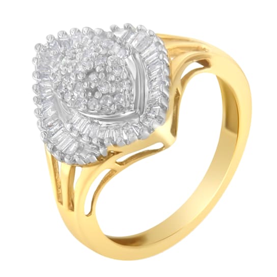 10K Yellow Gold Diamond Cocktail Ring (1/2 Cttw, J-K Color, I2-I3 Clarity)
