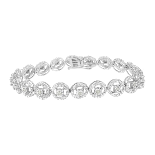 Sterling Silver 1/2ct TDW Diamond Tennis Link Bracelet (I-J,I3) - 7"