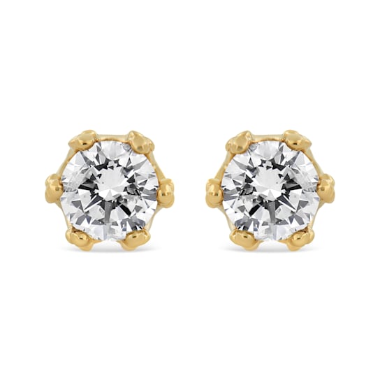 2.00ctw Round Diamond Crown 14K Yellow Gold Stud Earrings