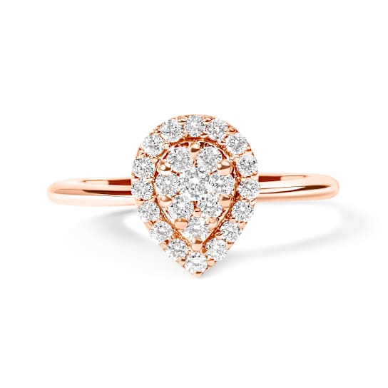 10K Rose Gold 3/8ctw Round-Cut Diamond Pear Promise Ring (I-J Color,
I2-I3 Clarity)