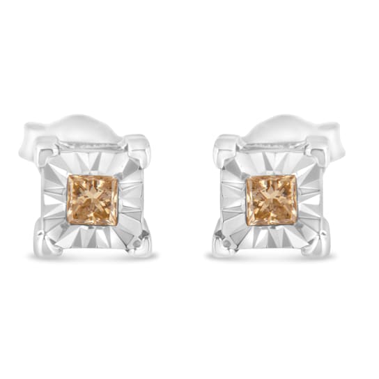 Sterling Silver 3/8ctw Princess-Cut Square Diamond Solitaire
Miracle-Plate Stud Earrings