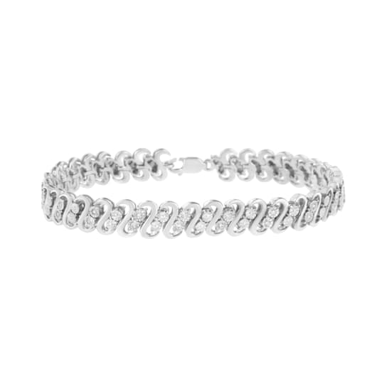 Sterling Silver 1/4 cttw Diamond Double Row Bracelet (I-J Color, I2-I3
Clarity) - 7.25"