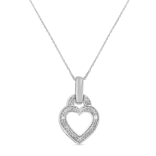 0.05ctw Diamond Accent Heart Sterling Silver Necklace