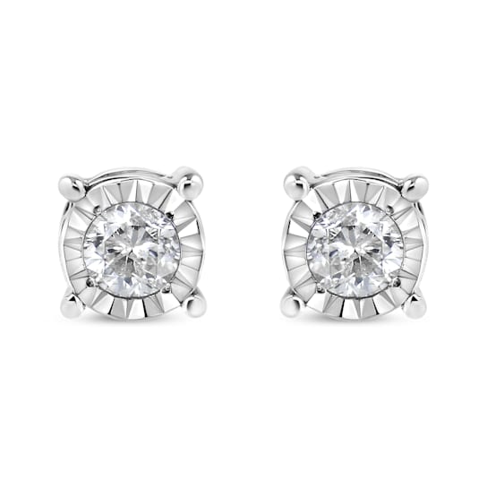 0.20ctw Round Near Colorless Diamond Rhodium Over Sterling Silver Stud Earrings