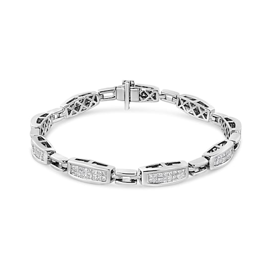 2.00ctw White Invisble-Set Diamond 14K White Gold Tennis Bracelet