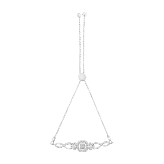 Sterling Silver Diamond Cushion Frame 4”-10” Adjustable Bolo Tennis Bolo
Bracelet (I-J, I3) - 7"