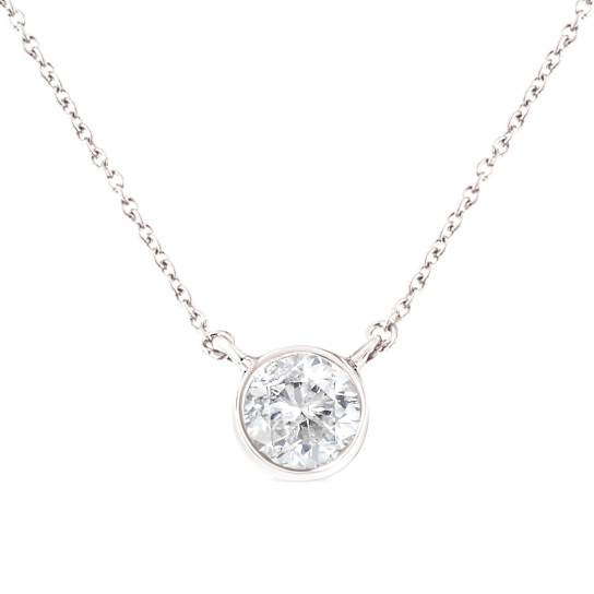 Sterling Silver 1/2 Cttw Diamond Bezel 18" Pendant Necklace (I-J
Color, I2-I3 Clarity)
