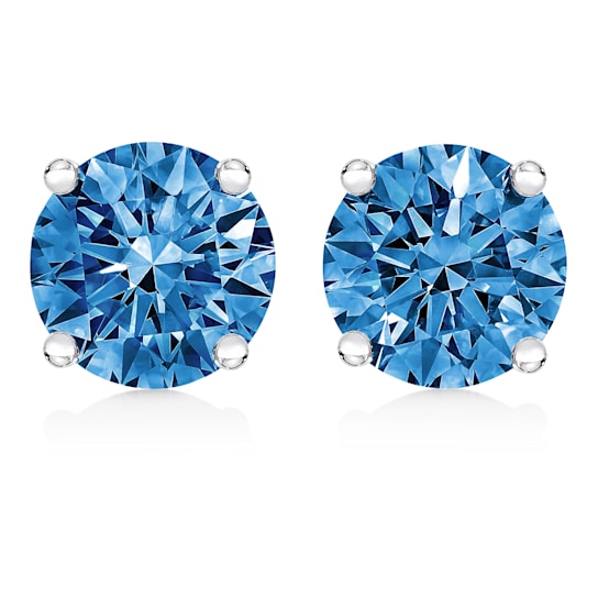 1.00ctw Brilliant Cut Lab Grown Blue Diamond Solitaire 14K White Gold
Stud Earrings