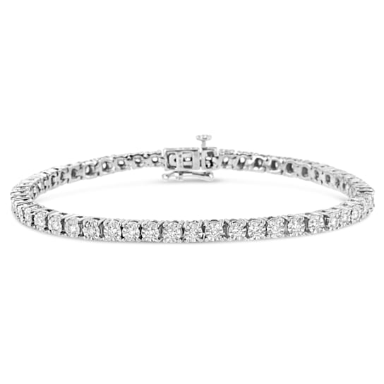 Sterling Silver 1.0 Cttw Lab-Grown Diamond Tennis Bracelet (G-H,
VS1-VS2) - 7.25"