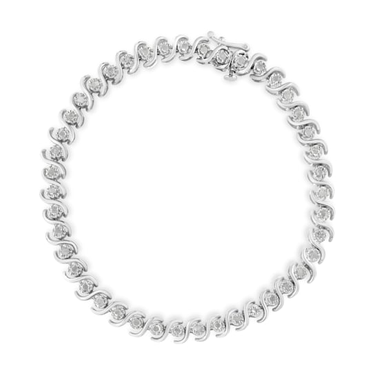 Sterling Silver 1.0 Cttw Round Miracle-Set Diamond 7" Tennis
Bracelet - 7.5"