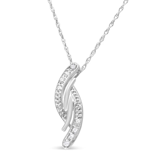 0.05ctw Diamond Accent Bypass Curve Sterling Silver Pendant with Chain
