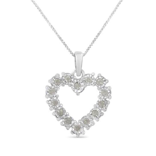 1/3ctw Diamond Open Heart Sterling Silver Pendant Necklace with 18" Chain