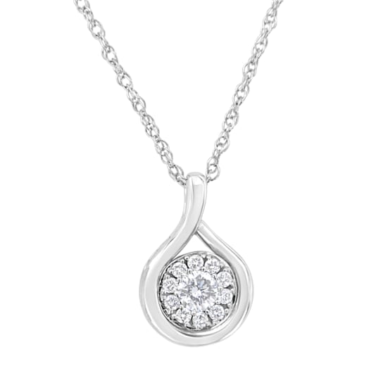 .925 Sterling Silver 1/4 cttw Lab-Grown Diamond Drop Pendant Necklace
(F-G Color, VS2-SI1 Clarity)