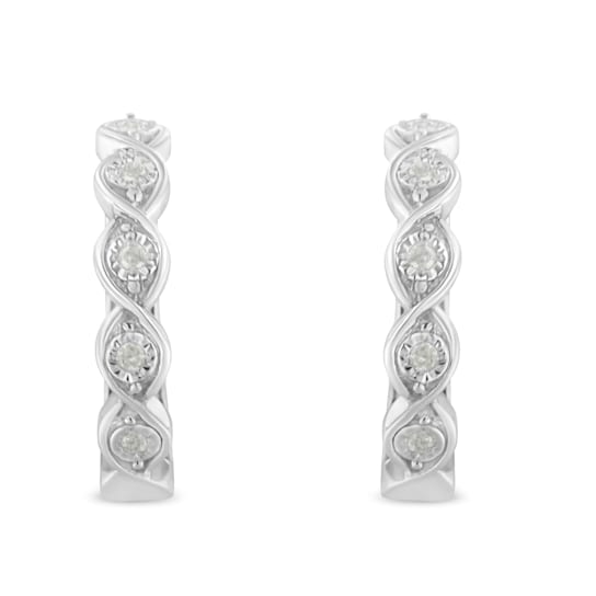0.10ctw Miracle-Set Diamond Infinity Swirl Sterling Silver Hoop Earrings