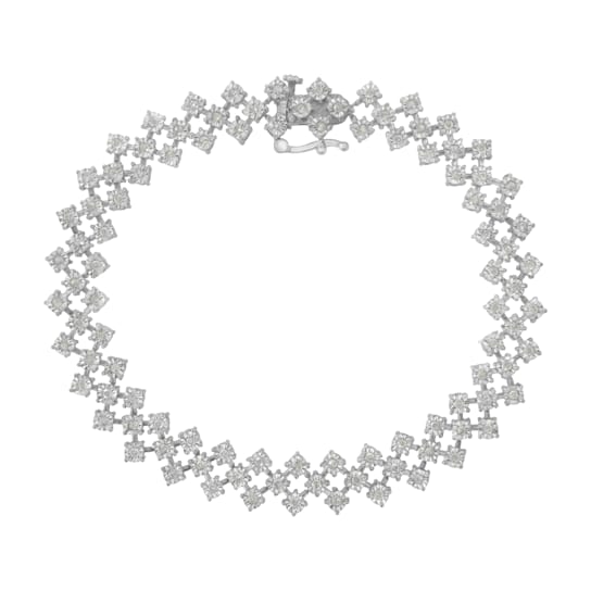 Sterling Silver 1.0ctw Miracle-Set Round Diamond "Zig Zag"
Link Bracelet