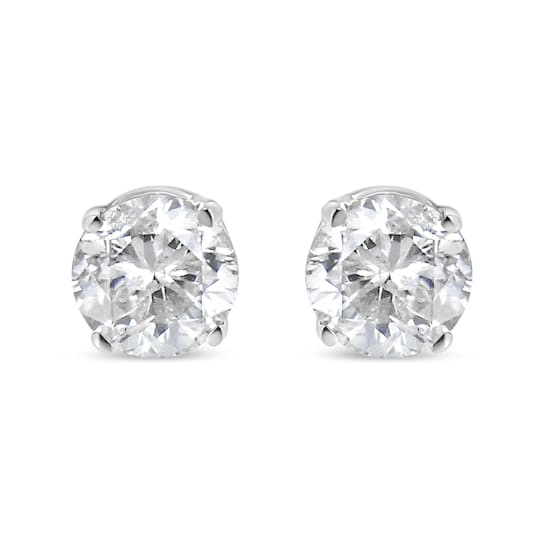 14K White Gold AGS Certified 1.0ctw Brilliant Round-Cut Solitaire
Diamond Push Back Stud Earrings