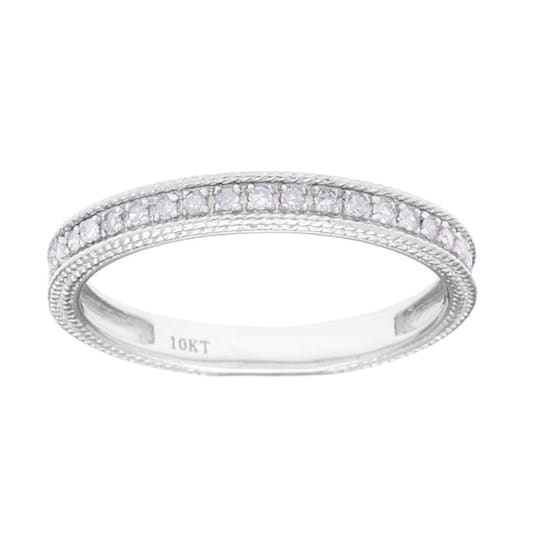 10k White Gold Vintage Style Diamond Wedding Anniversary Band (1/7 cttw,
H-I Color, I1-I2 Clarity)