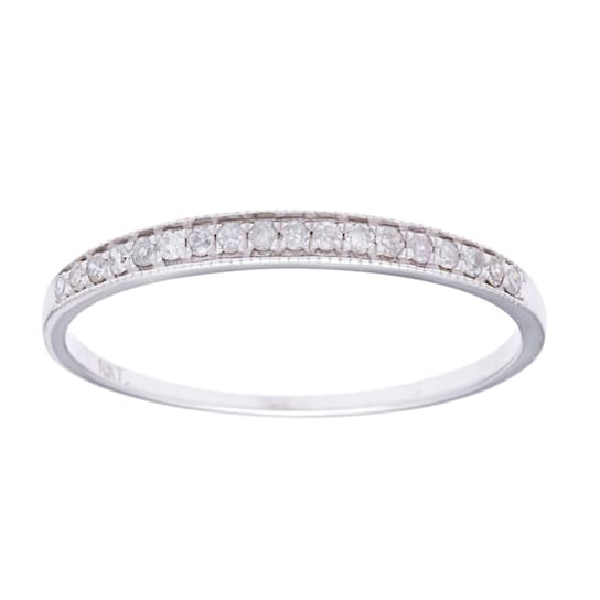 10k White Gold Milgrain Diamond Wedding Band (1/8 cttw, H-I Color, I1-I2 Clarity)