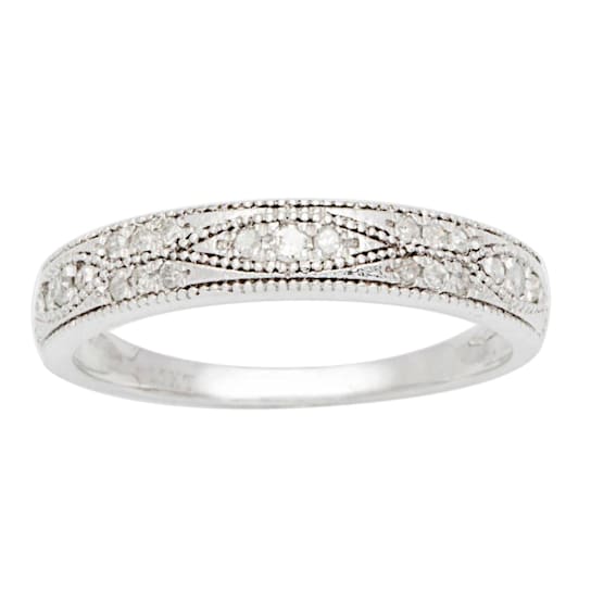 10k White Gold Milgrain Diamond Wedding Anniversary Band (1/5 cttw, H-I, I1-I2)