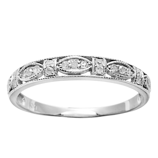 10k White Gold Vintage Style Diamond Anniversary Ring (1/6 cttw, H-I
Color, I1-I2 Clarity)