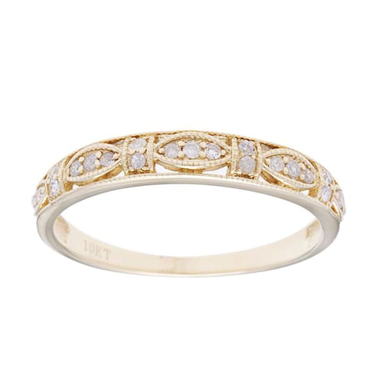 10k Yellow Gold Curved Vintage Style Diamond Band (1/10 cttw, H-I Color,
I1-I2 Clarity)
