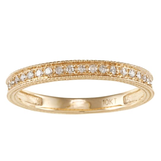 10k Yellow Gold Vintage Style Diamond Wedding Anniversary Band (1/7
cttw, H-I Color, I1-I2 Clarity)