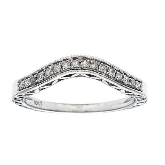 10k White Gold Curved Vintage Style Diamond Band (1/10 cttw, H-I Color,
I1-I2 Clarity)