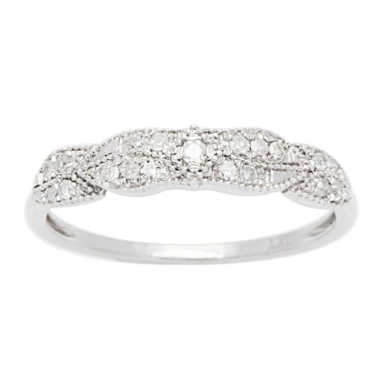10k White Gold Diamond Vintage Style Anniversary Ring (1/7 cttw, H-I
Color, I1-I2 Clarity)